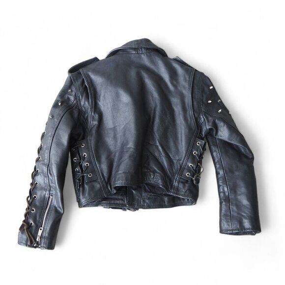 UMR Vintage Y2K Grunge Punk Spiked / Studded Biker Leather Jacket Women's M - Picture 2 of 11